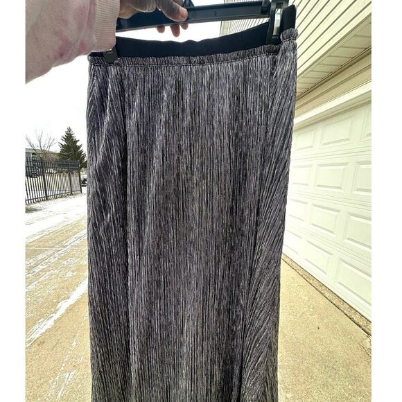 Loft Women’s Velvet Waist Shimmer Crinkle Lurex Metallic Midi Skirt Size Small - Picture 10 of 13